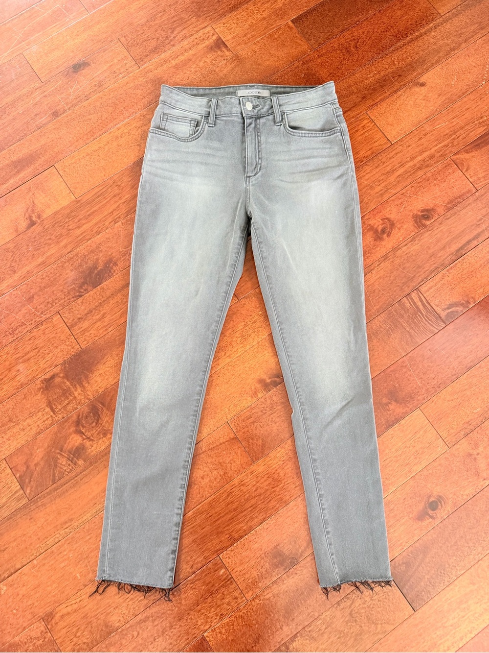 Joe's Women's High-Rise Skinny Ankle Jeans Raw Hem Grey